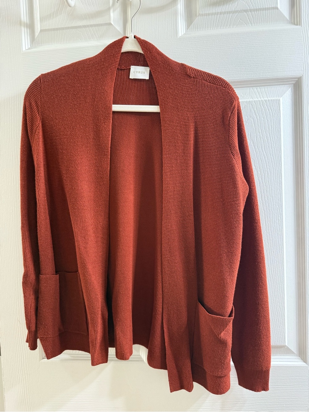 Cyrus Open-Front Cardigan in Rusted Orange